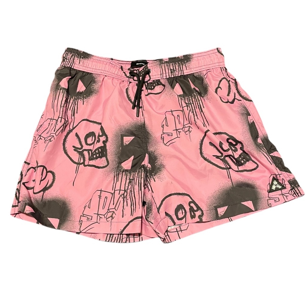 Bershka Swim Trunks Pink Skulls Size Small EUC